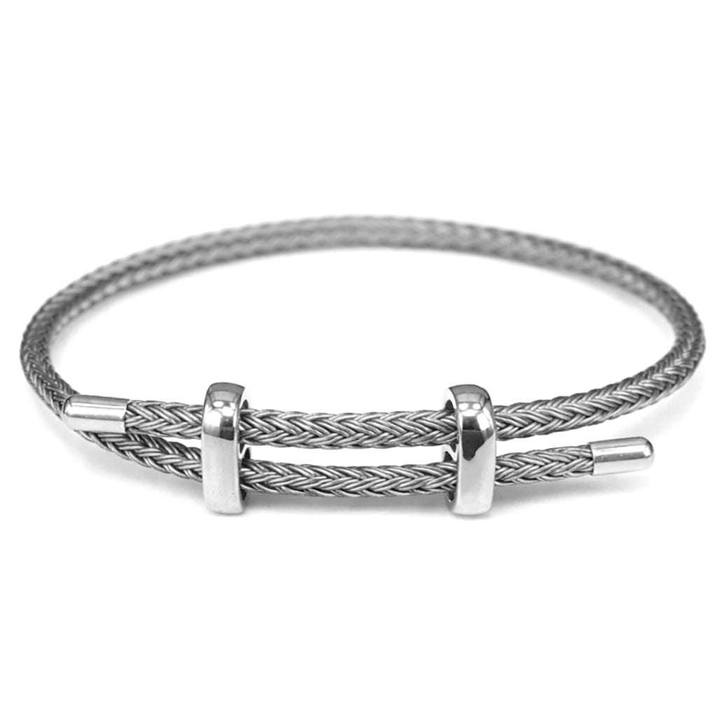 Bracelet en câble d'acier tressé, édition argentée