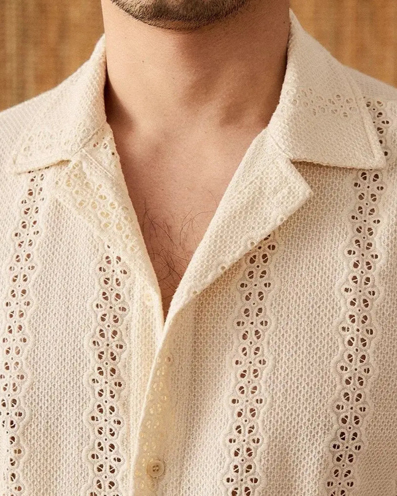 Men's Casual Shirt Summer Off-White Old Money Style - Basile Shirt