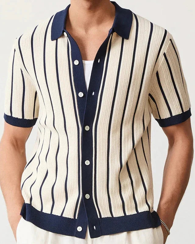 Men's Striped Viscose Short Sleeve Shirt - Maxence Shirt