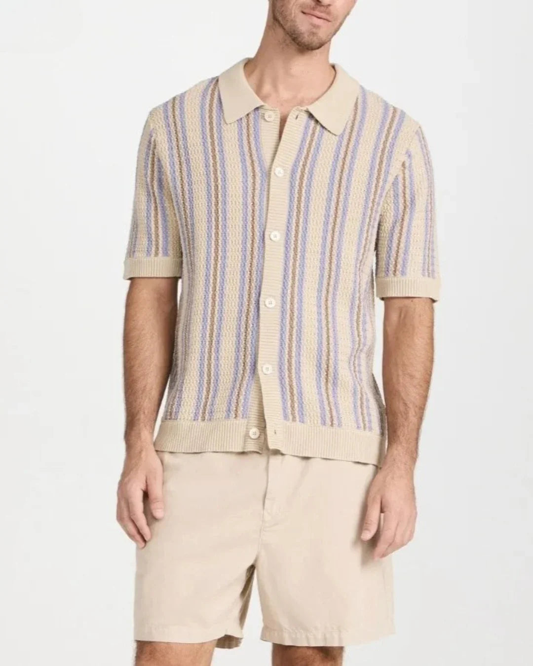 Men's Breathable and Lightweight Multicolored Striped Shirt - Timothée Shirt
