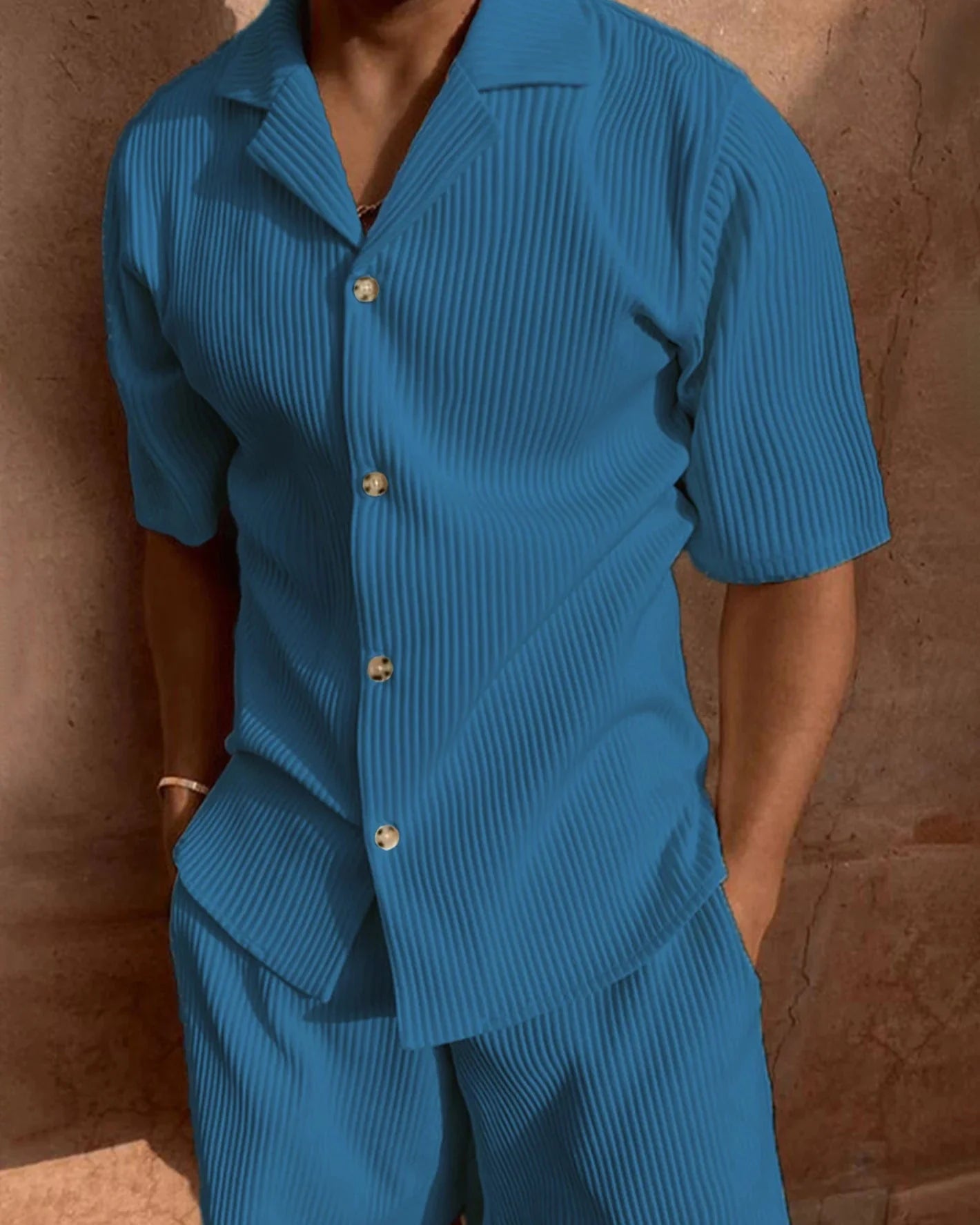 Old Money Men's Striped Short Sleeve Shirt and Shorts - Ambroise Set