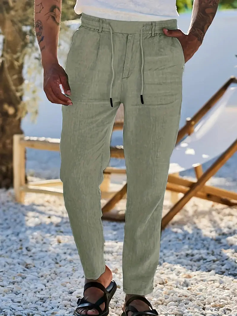 NICHOLS | PANTALONS LARGES EN LIN AVEC CORDON