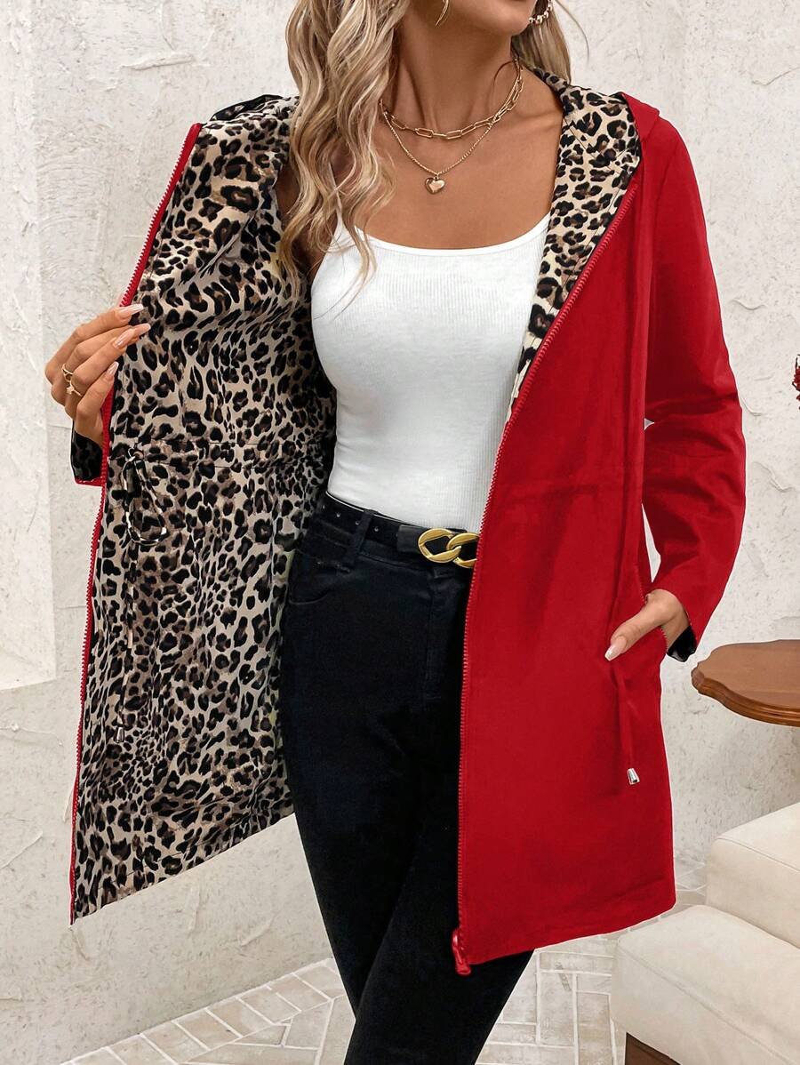 Saoirse | Sweat à capuche réversible avec imprimé léopard