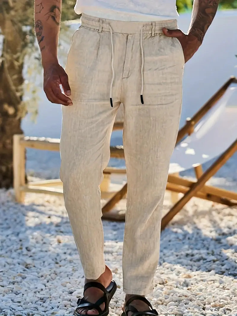 NICHOLS | PANTALONS LARGES EN LIN AVEC CORDON