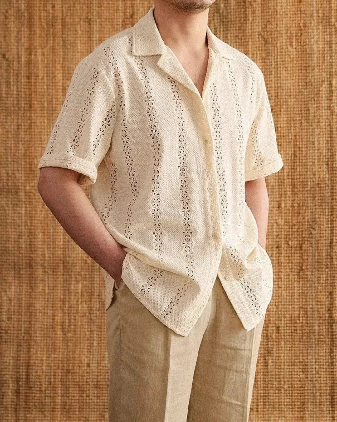 Men's Casual Shirt Summer Off-White Old Money Style - Basile Shirt