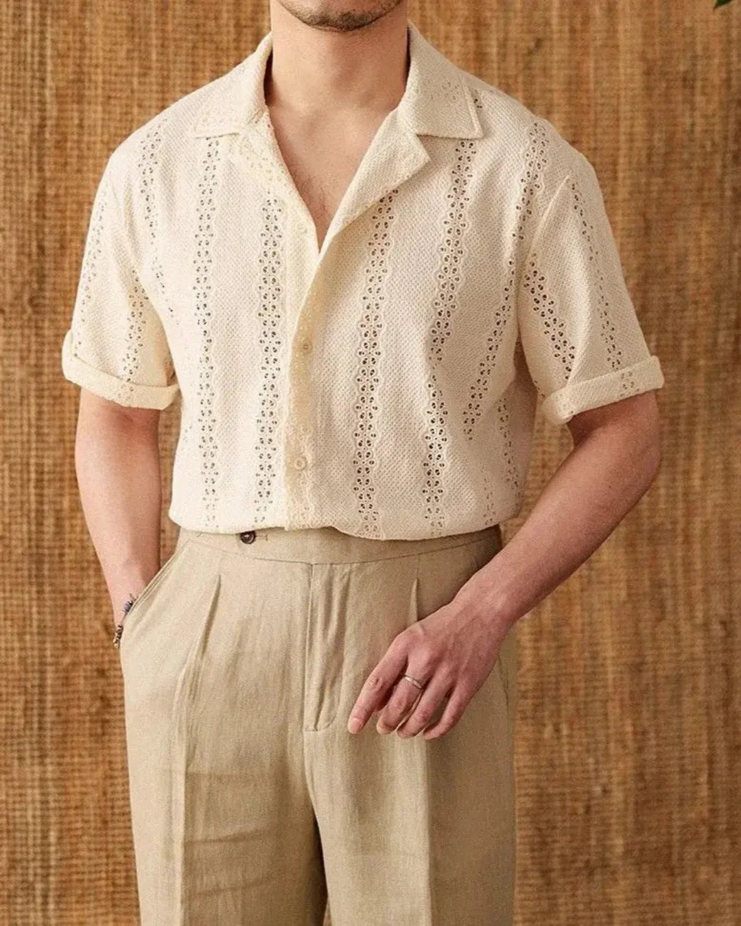 Men's Casual Shirt Summer Off-White Old Money Style - Basile Shirt