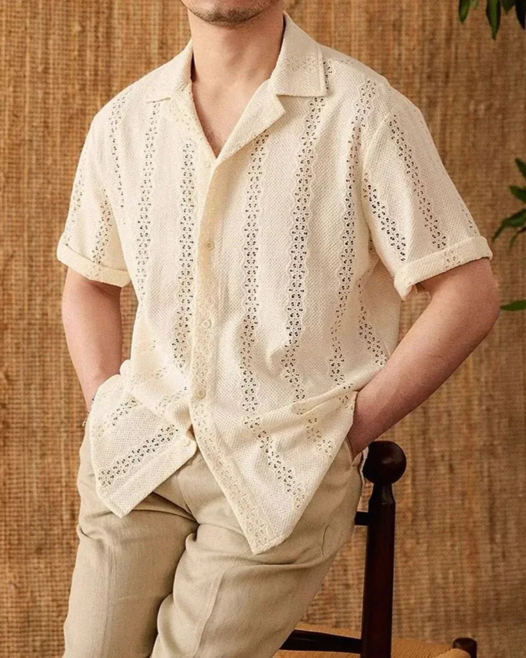 Men's Casual Shirt Summer Off-White Old Money Style - Basile Shirt