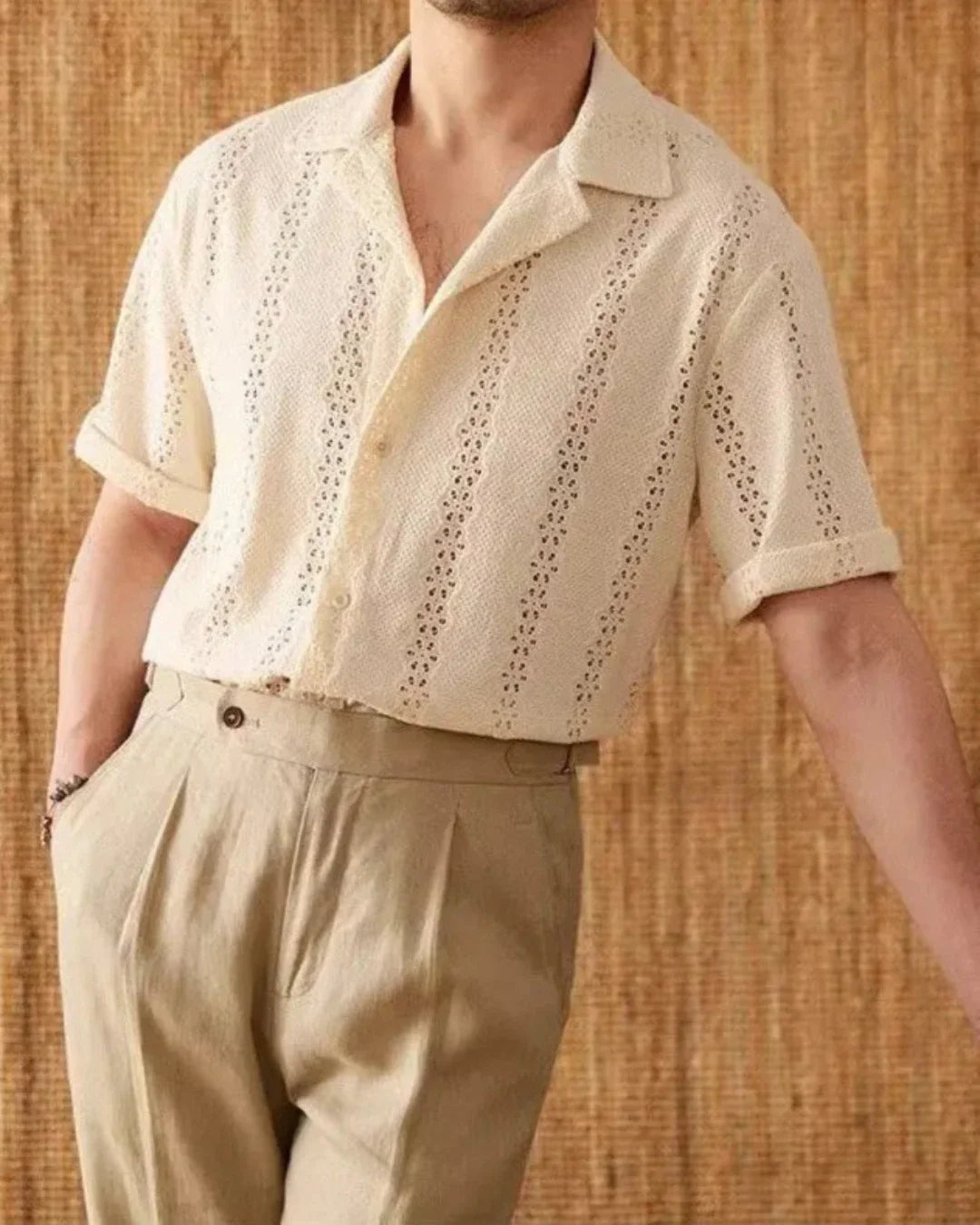 Men's Casual Shirt Summer Off-White Old Money Style - Basile Shirt