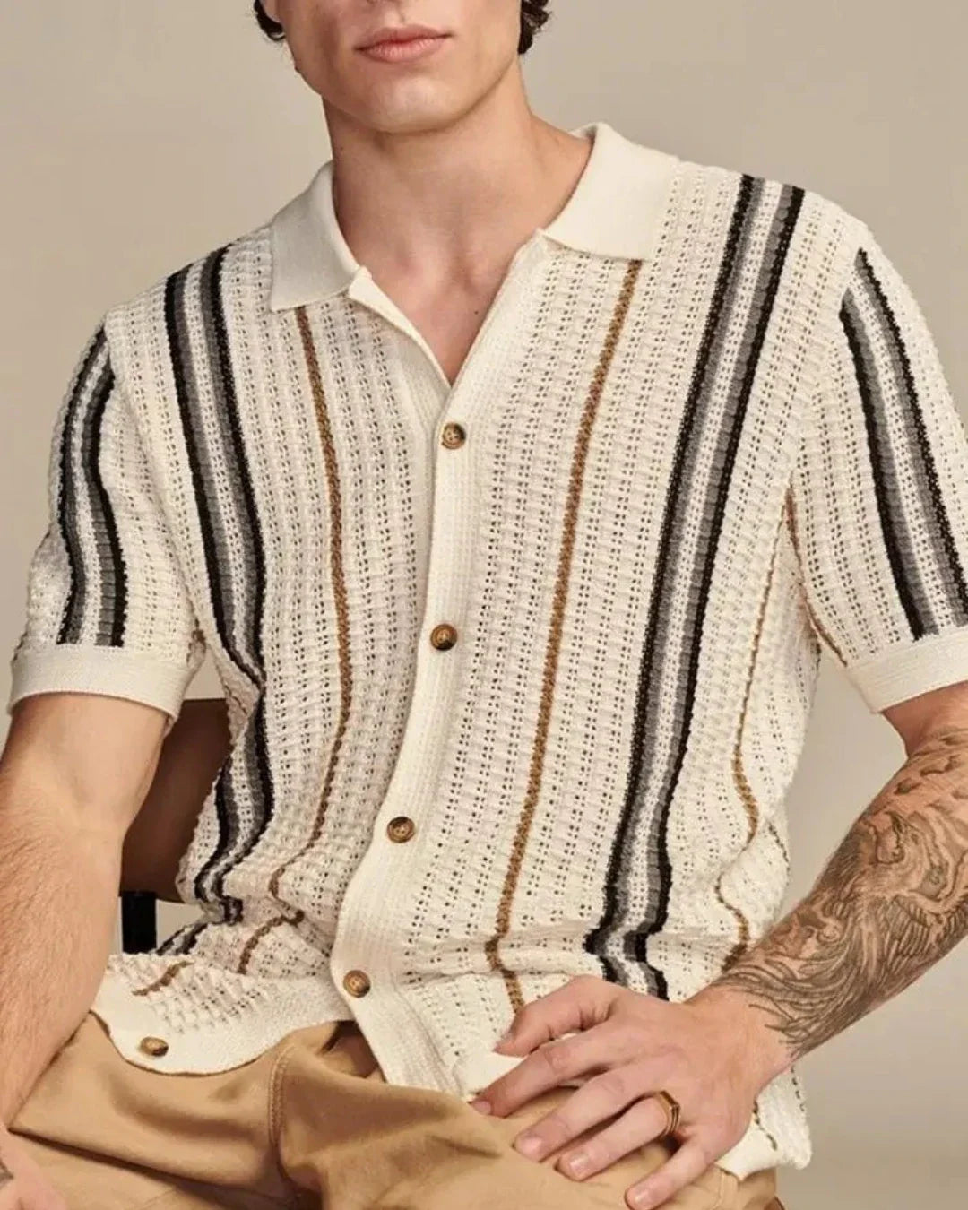 Men's Casual Striped Viscose Shirt - Léandre Shirt