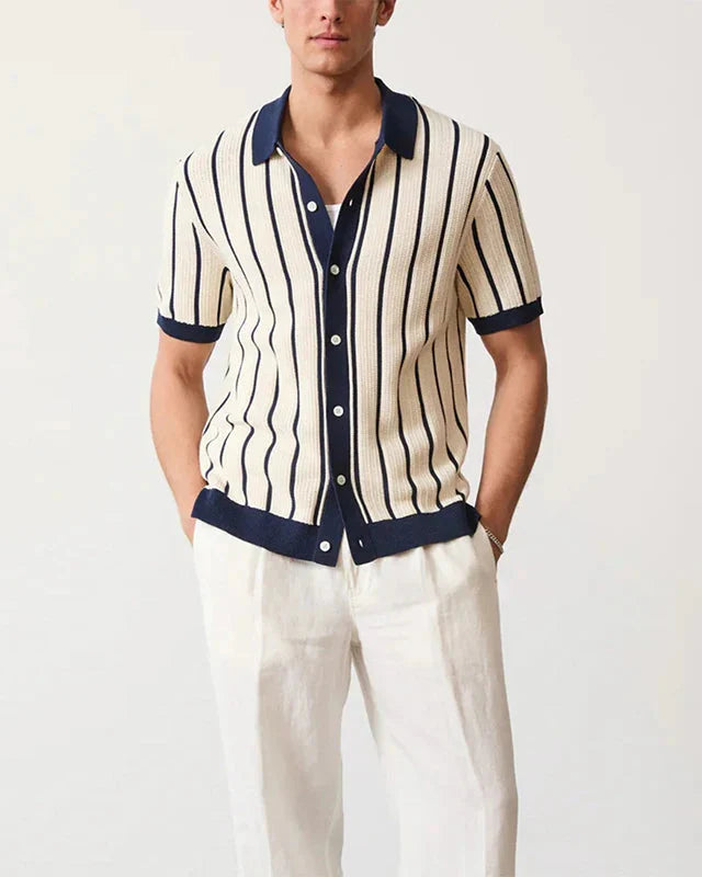 Men's Striped Viscose Short Sleeve Shirt - Maxence Shirt