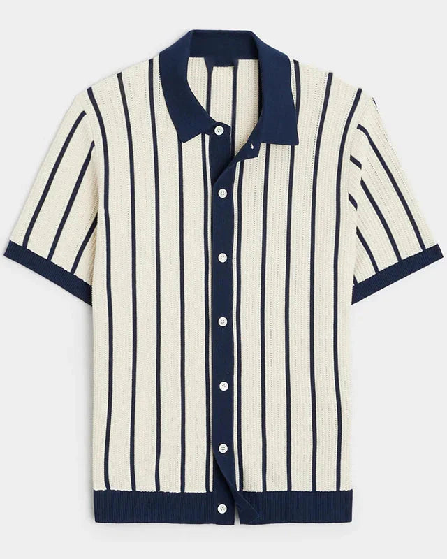 Men's Striped Viscose Short Sleeve Shirt - Maxence Shirt