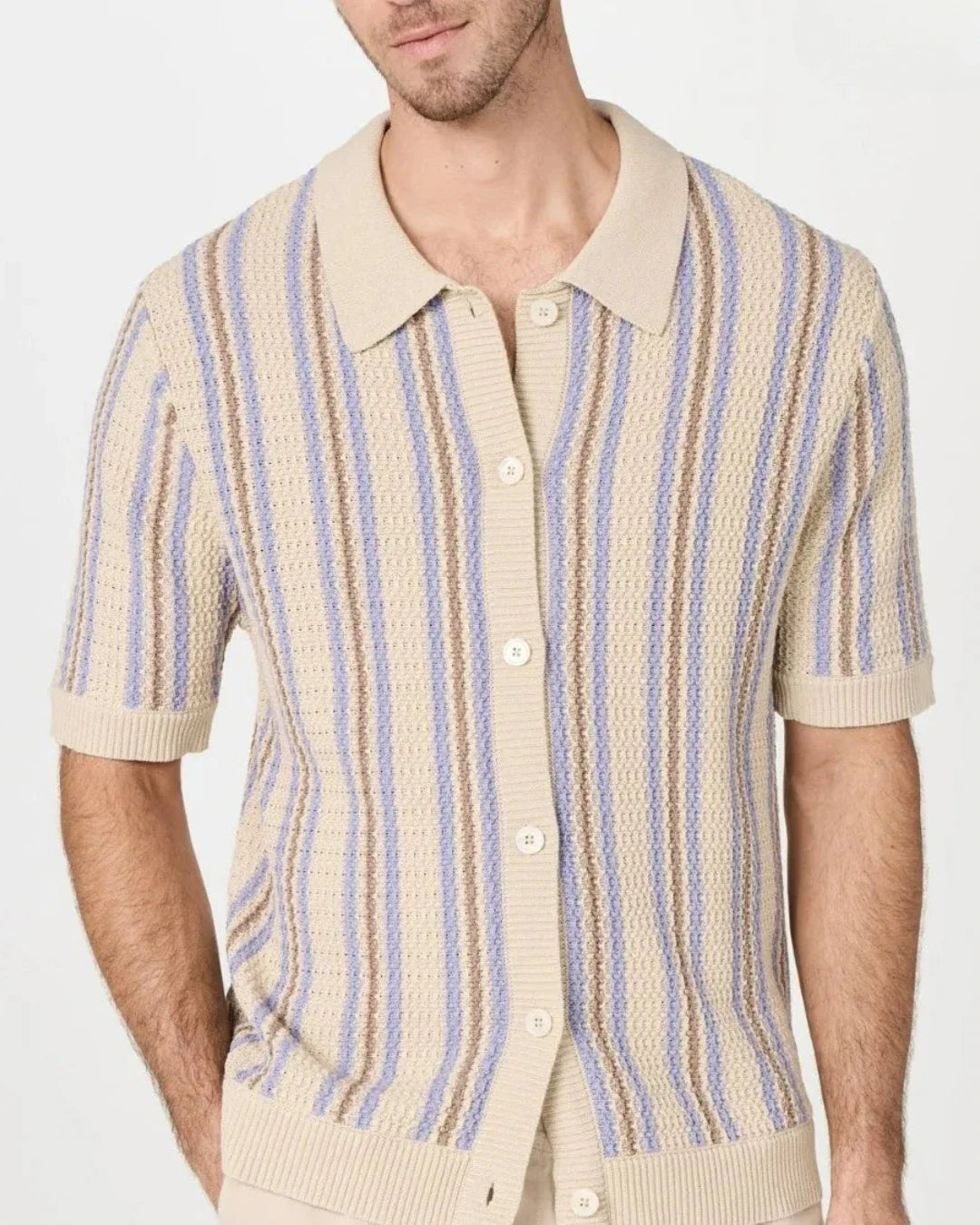 Men's Breathable and Lightweight Multicolored Striped Shirt - Timothée Shirt