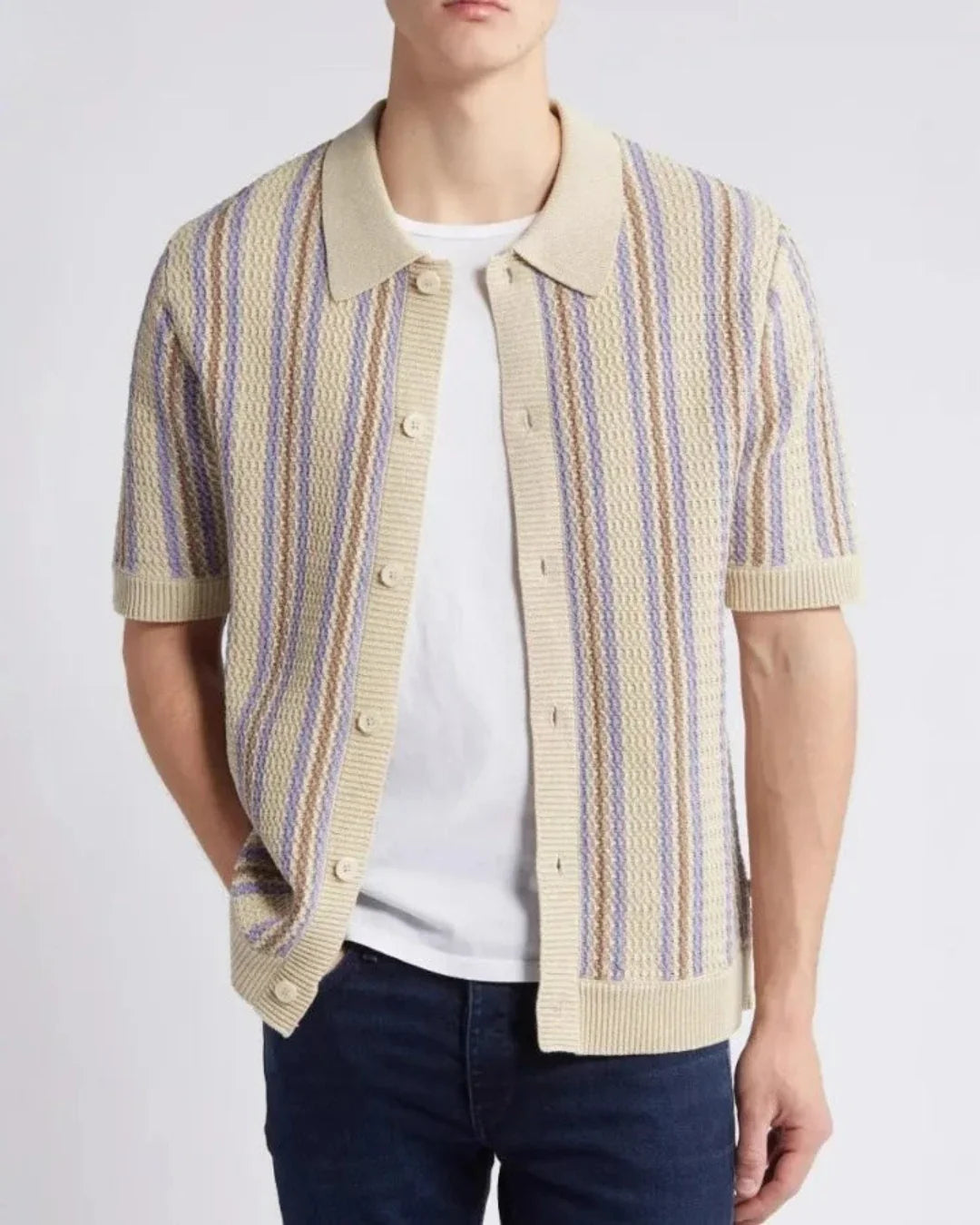 Men's Breathable and Lightweight Multicolored Striped Shirt - Timothée Shirt