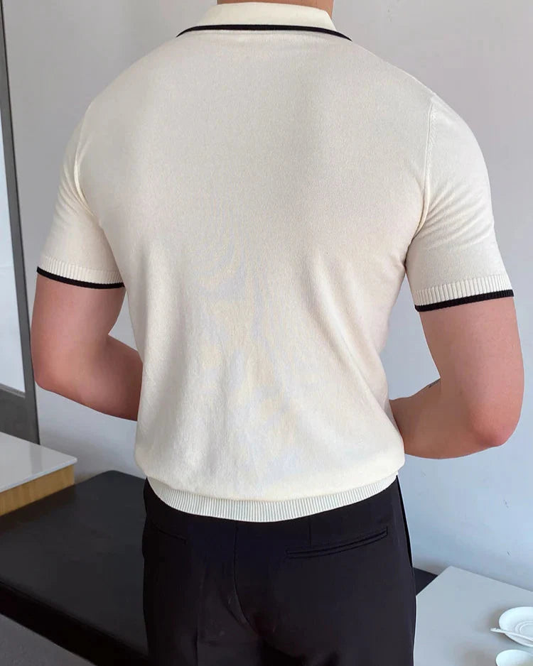 Old Money Men's Polo Shirt in Handwoven Cotton Fiber - Nathan Polo
