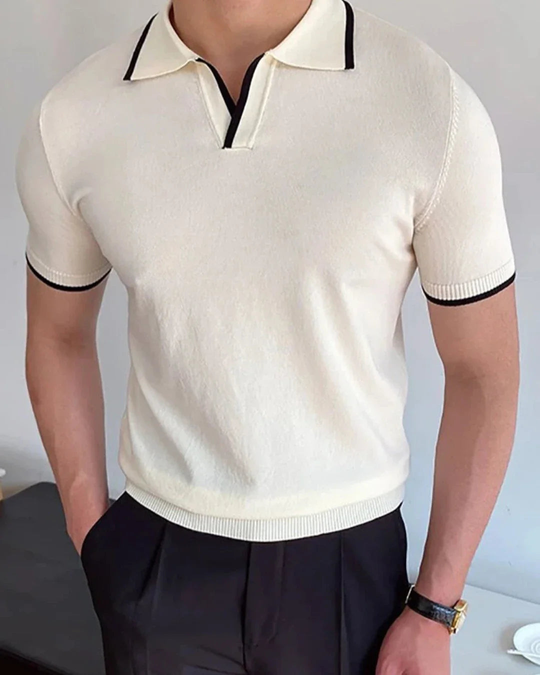 Old Money Men's Polo Shirt in Handwoven Cotton Fiber - Nathan Polo