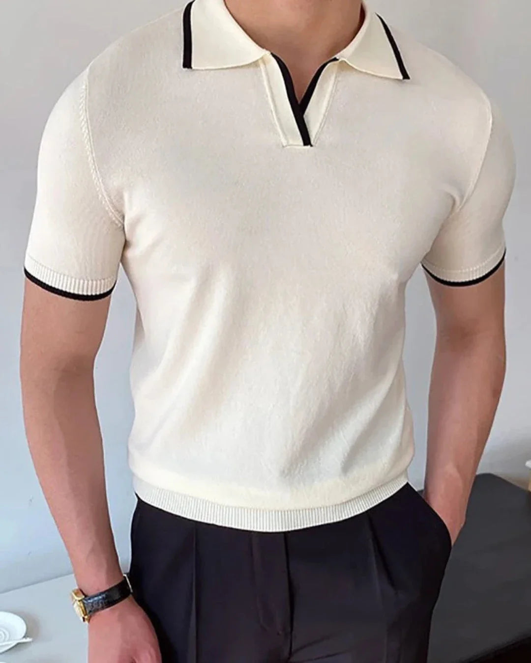 Old Money Men's Polo Shirt in Handwoven Cotton Fiber - Nathan Polo