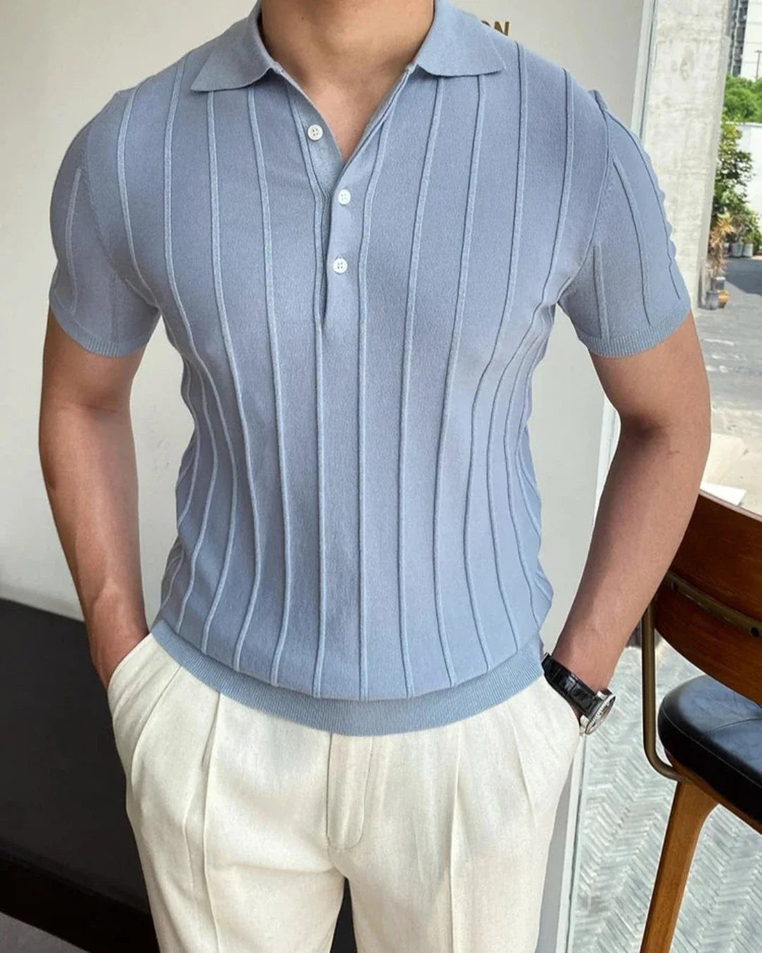 Old Money Men's Polo Shirt in Handwoven Cotton Fiber - Nathan Polo